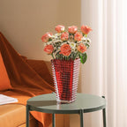 MCMCNCUIU Crystal Vase, Large Crystal Vases for Flowers, Red Large Flower Vase, Modern Glass Vases for Living Room, Bedroom, Kitchen, Dining Table, Mantle, Wedding, 9 Inches