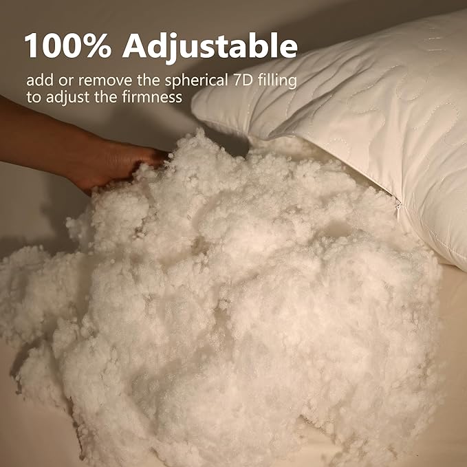 Shatex Curved Firm Pillow Queen Size 28 x 20 inch, Bed Pillow with Adjustable Insert Provides Stronger Support - for Back, Stomach & Side Sleepers.