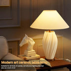 Modern Plug in Ceramic Table Lamps 20.5", White E26 Table Lamp Funky Decorative for Living Room Bedroom Room Office Desk End Bedside (Textured)