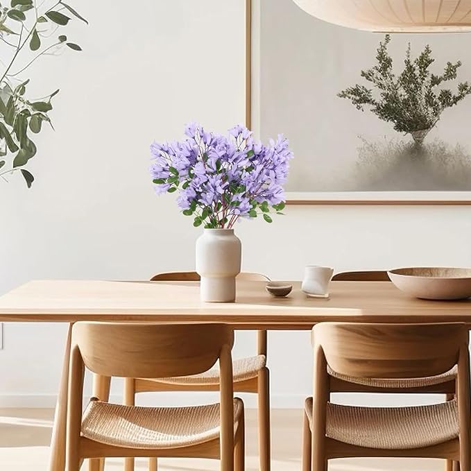 IPOPU 4Pcs Faux Light Purple Artificial Delphiniums, 24.8 Inch Long Stem Artificial Jacaranda Flowers for Tall Vases, Fake Delphiniums for Artificial Flower Arrangements, Home Party Decorations