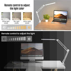 LED Desk Lamp for Home Office, Clamp-On with 3 Light Modes | 14W Adjustable Brightness 5000K Eye-Caring Lighting for Study/Bedroom/Computer Desk (White)