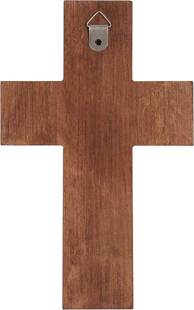 BGCOPPER Crucifix Wall Cross Handmade Wooden Cross with Hook, Christian Wall Art Jesus Wall Cross Gifts for Church Home Room Decor Christmas Cross - 10 Inch