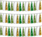 3P Sage-Green Beige-Mint Gold Foil Fringe Metallic Tassel Garland Banner, Tassels Banner Streamers for Parade Floats, Bachelorette, Wedding, Birthday, Christmas, Bridal/Baby Shower Party Decorations