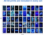 Y2K BOO Vibrant Blue Neon Wall Collage Kit - 50pcs Aesthetic Posters for Room Decor, Perfect Dorm and Bedroom Wall Art, Trendy Modern Neon Blue Collage Kit for Teen Girls