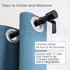 Curtain Rods for Windows 16 to 170 Inches Adjustable Length 1 Inch Diameter Window Curtain Rod with Aluminium Finials, Black