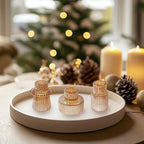 Double Sided Vintage Ribbed Taper Glass Candle Holders,Tea Candle Holder for Table Centerpieces, Wedding Decorations and Dinner Parties (Gold, 6PCS)