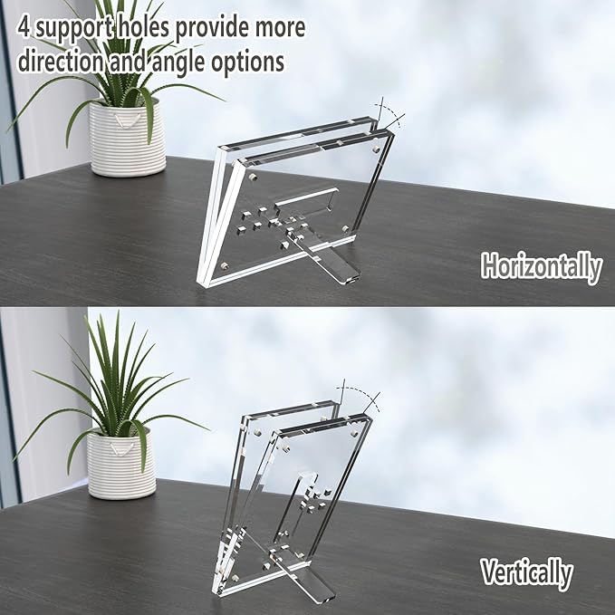 HELPLEX Picture Frames, 6 Pack 4x6 inch Acrylic Picture Frame Clear 4 x 6 Photo Frames Magnetic Picture Frames Ready for Tabletop Display, Effectively Protect Photos from Fading and Yellowing