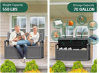 70 Gallon Outdoor Storage Bench Deck Box Lockable for Patio Furniture, Outdoor Porch Bench with Storage Waterproof for Cushions, Garden Tools and Pool Supplies, Grey