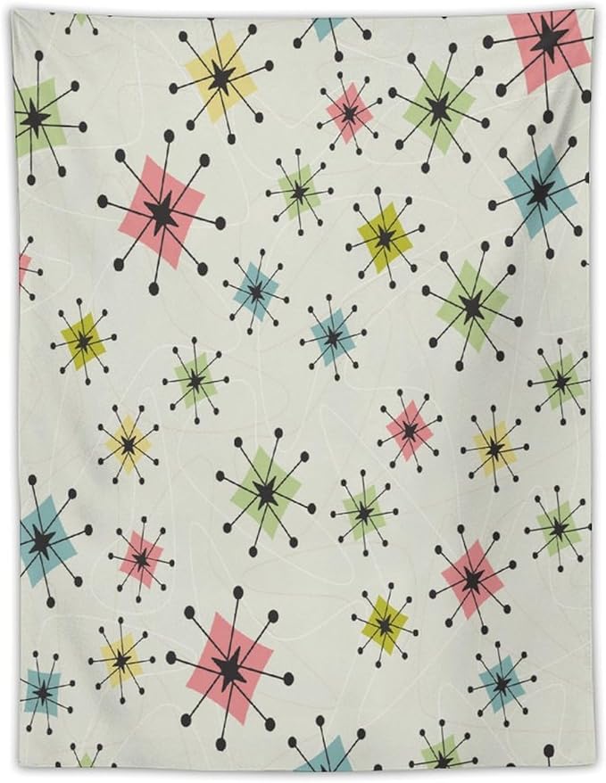 ICMOLYYENLO Abstract Cat Tapestry, Medieval Abstract Atomic Star Cat Vintage Home Wall Hanging Art Tapestry for Bedroom Living Room Dormitory 60x60 Inch