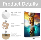Framed Jesus Christ Canvas Wall Art The Hand of God Jesus Reaching Into Water Christian Painting Prints Biblical Wall Decor Religious Room Decor for Church Prayer Room Schools Hospitals 24'' x 36''