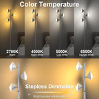 PARTPHONER RGB Tree Floor Lamp for Living Room, Stepless Dimmable Tall Standing Lamp with Remote, Touch Control and 3 Rotatable Light, Bright LED Lights for Bedroom with 4 Color-Changing, White