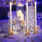 Foaincore 36 Pcs Candlestick Holders Bulk 2.36 Inch Taper Candle Holders Small Glass Candle Holder for Wedding Table Centerpiece Party Decoration (Amber)