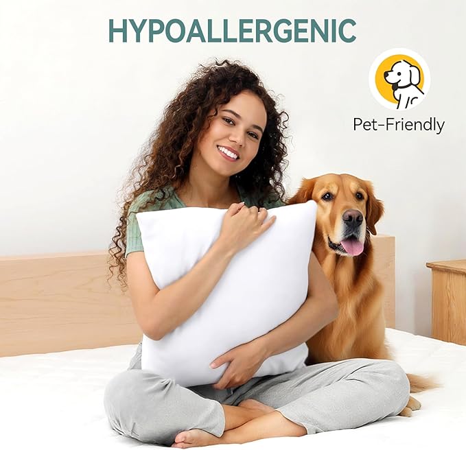 20 x 20 Throw Pillow Inserts, Pack of 2 White, Square Form Cushion Stuffer for Garden, Bench, Patio, Lightweight Soft Fillers for Sofa, Bed, and Home Décor