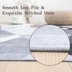 HOMFINE Washable Modern Area Rug - Geometric Style 9x12 Rugs for Living Room, Bedroom, Machine Washable Rug Soft Non Slip Non Shedding Area Rug - Grey, 9'x12'