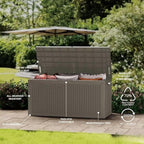 100 Gallon Resin Deck Box, Waterproof Outdoor Storage Bin for Patio Furniture, Pool Accessories, and Garden Tools, Lockable & UV-Resistant, Grey