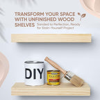 Homeforia Wood Floating Shelf 16 inch, High End Solid Natural Wood 16inch Floating Shelves for Wall Mounted, Unfinished Wooden Small Floating Shelves, Heavy Duty Bracket, 16 X 6.5 X 1.75 in, Set of 4