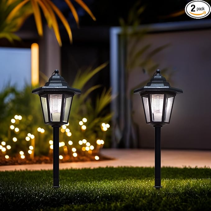 Solar Pathway Lights, 2 Pack, Waterproof LED for Outdoor Walkway, Yard, Garden, Landscape – Great Gardening Gift for Mom, Grandma, Women(Corridor Pathway Lights)