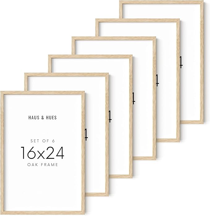 HAUS AND HUES 16x24 Picture Frames - Set of 6, Natural Oak Wood, Beige, 16x20 in, Rectangular, Wall Mount, Minimalist, Eco-friendly Material