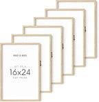 HAUS AND HUES 16x24 Picture Frames - Set of 6, Natural Oak Wood, Beige, 16x20 in, Rectangular, Wall Mount, Minimalist, Eco-friendly Material