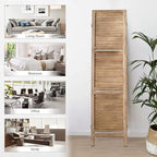 Room Divider with Shelves, Privacy Screen, Room Dividers and Folding Privacy Screens, 6 Panel Wood Temporary Wall Partition Separation Separator, Brown