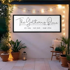 The Gathering Place Wall Decor Art 24"X10" for Dining Room gather Kitchen Wall Wooden Framed Sign (Black)