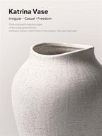 White Ceramic Vase - Large 13.6 Inch Tall Floor Vase for Centerpieces, Farmhouse Rustic Minimalist Home Decor for Living Room, Enterway, Wedding (Sandstone White)