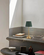 KDG Cordless LED Table Lamp Set of 2, Portables Fabric Shade Desk Lamps, 4000mAh Rechargeable Battery Powered Lighting, Dimmable Light for Dining Room, Bedroom, Bedside, Night Light, Balcony (Green)