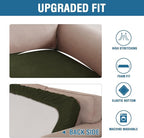 H.VERSAILTEX Velvet Stretch Individual Couch Cushion Cover Plush Cushion Slipcover for Loveseat Sofa Cushion Furniture Protector Seat Cushion Sofa Cover (1 Piece Sofa Cushion Cover, Olive)