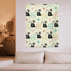 ICMOLYYENLO Abstract Cat Tapestry, Medieval Abstract Atomic Star Cat Vintage Home Wall Hanging Art Tapestry for Bedroom Living Room Dormitory 30x40 Inch