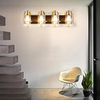 Black Gold Wall Sconces,Bathroom Vanity Light Fixtures,4 Lights Black Sconce Over Mirror,Farmhouse Bathroom Lights(Bulbs not Included)