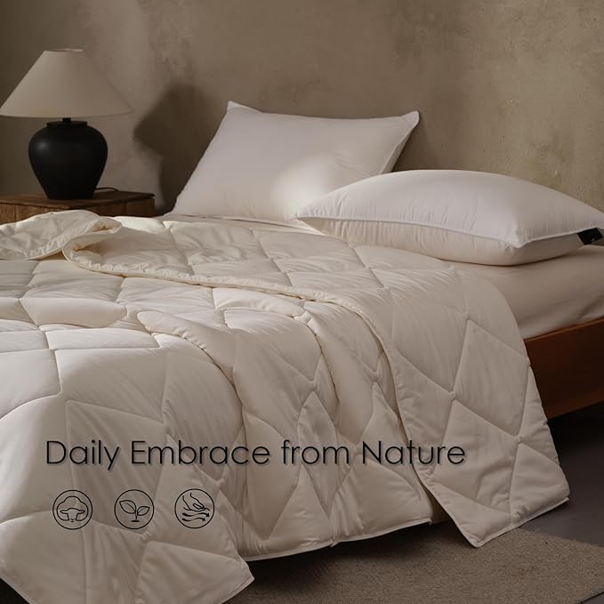 EP Mode Warm Weight Wool Comforter for Winter, Purely Natural Duvet Insert, 100% Australian Wool Filling (400GSM, Size Queen)