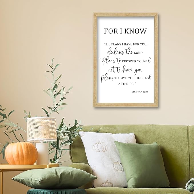 FZMHASLWW For I Know The Plans I Have for You Wall Decor 16"×11" Jeremiah 29 11 Sign Large Wood Framed Wall Hanging Art (Wood)