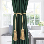 Fenghuangwu Curtain Tiebacks Handmade Decorative Curtain Holdbacks Rope with Tassel (Gold, 2P)