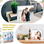 Handepo 12 Pcs Acrylic Picture Frame Bulk Clear Acrylic Photo Frame Magnetic Desktop Display Double Sided 20 mm Thickness Freestanding for Bedroom Living Room Home Office(4 x 4)