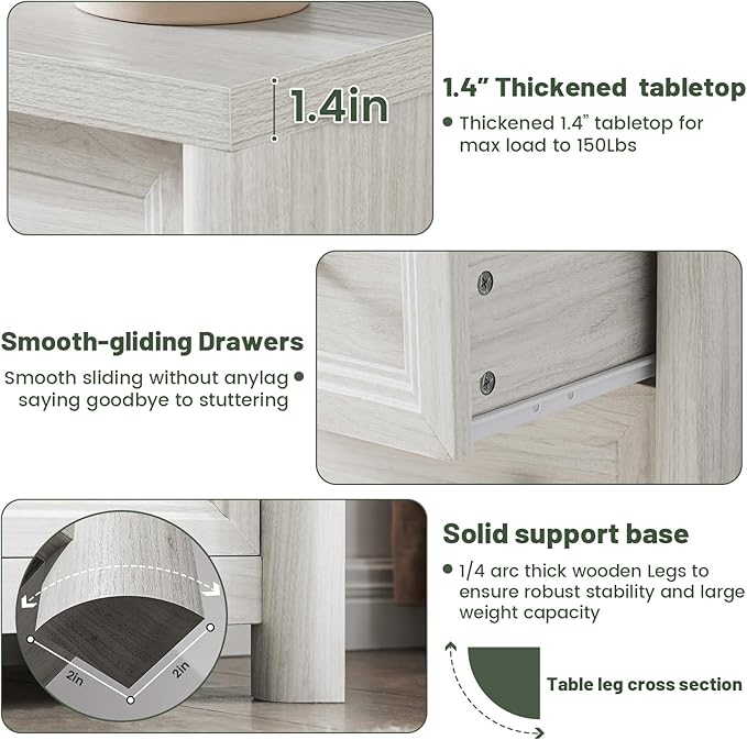 Farmhouse 6 Drawers Dresser for Bedroom, White Dressers, 52" Wide Rustic Wood Chest of Drawers with Natural Texture, Metal Handle, Storage Closet Dressers for Bedroom, Living Room