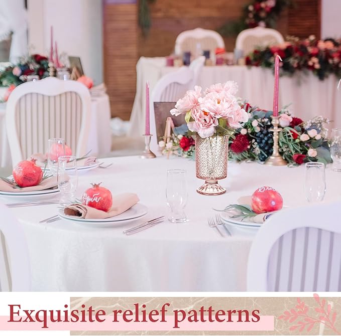 6 Pcs (H:7" W:4") Embossed Flower Vase Fall Pedestal Glass Vase Big Base Thickened Crystal Vintage Vases for Autumn Wedding Home Decor Table Centerpiece House Warming Gifts(Pink)