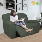 Easy-Going 6 Pieces Recliner Loveseat Stretch Sofa Slipcover Sofa Cover Furniture Protector Couch Soft with Elastic Bottom Kids, Spandex Jacquard Fabric Small Checks Olive Green