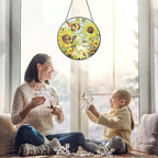 Sunflower Sun Catcher Stained Glass Window Hangings - 8” Handmade Butterfly Stained Glass Suncatches for Windows - Sun Catchers Indoor Wall Art Home Garden Suncatcher - Sunflower Gifts for Women Mom