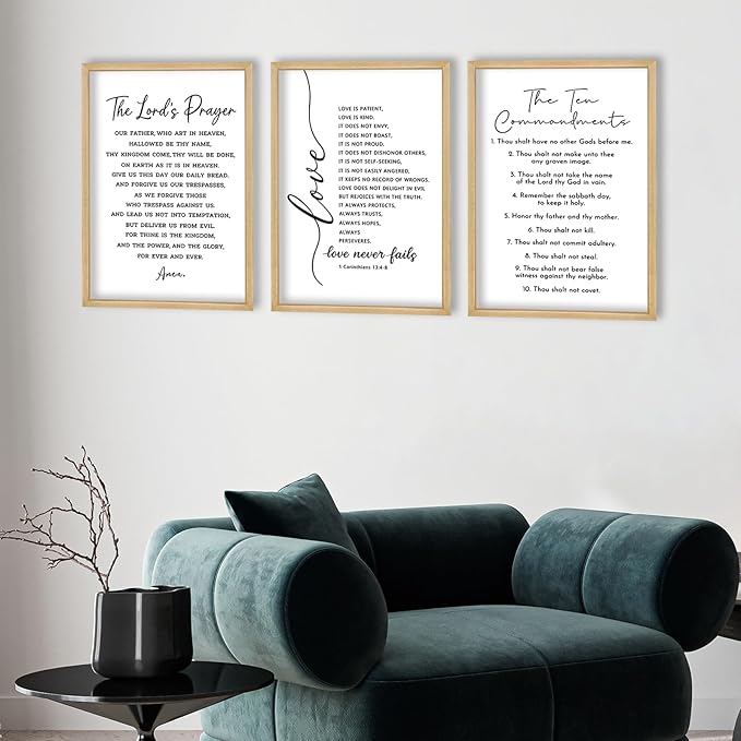 FZMHASLWW Scripture Bible Verse Wall Decor Art 16"×11" Set of 3 Christian Sign Wood Framed Wall Hanging (Wood)