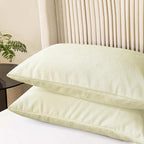 CaliTime Throw Pillow Covers Decorative 20 X 26 Inches Pack of 2 Cozy Chenille Standard Pillow Shams Cases for Couch Sofa Bed Living Room Home Beige