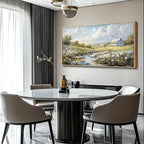 PHAOHUAXM Wall Art For Living Room Large Canvas Wall Decor For Bedroom Flower Watercolour Painting Office Decoration Countryside Scenery Mural Artwork Ready To Hang Home Decor 24x48 In Wood Framed