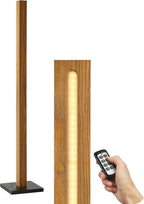 EDISHINE Mid Century Modern Floor Lamp with Remote, Dimmable Wood LED Corner Lamp, Minimalist Standing Mood Lighting for Living Room, Bedroom, Office, 7 Color Temperature 2700K~6000K, 48.43"