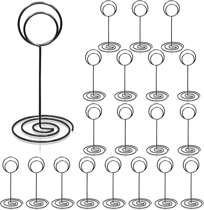 Table Number Holders 20Packs - 3.35 Inch Table Number Stands Place Card Holder for Wedding Party Graduation Reception Restaurant Home Photo Picture Office Memo (Black, 3.35")