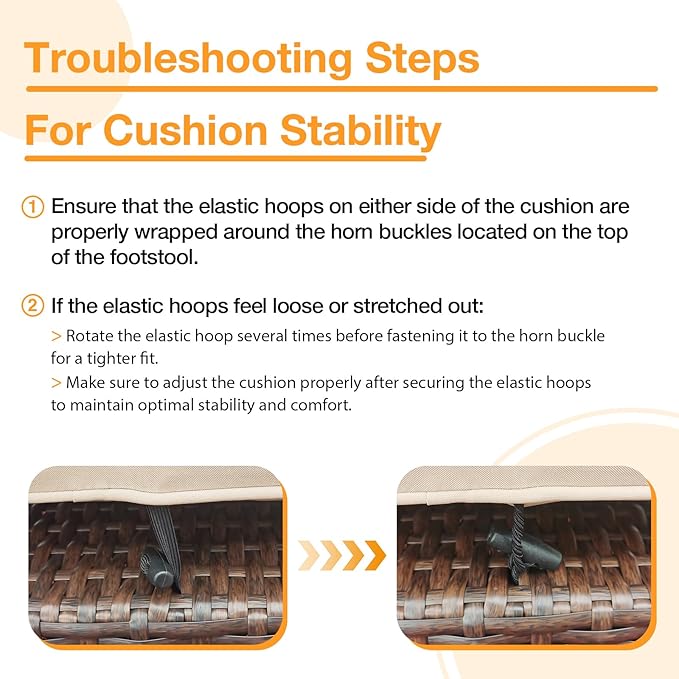 Patiorama 2 Pieces Assembled Outdoor Patio Ottoman, Indoor Outdoor All-Weather Dark Brown Wicker Rattan Outdoor Footstool Footrest Seat with Beige Cushions, No Assembly Required