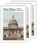 20x30 Poster Frame Set - 3 Pack, Textured White Solid Wood Picture Frame, Wall Gallery Frame - Wall Hanging