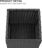 SUNNYPARK 2 Pack Tall Planters for Outdoor Plants Rattan Modern Tall Square Planter Box with Removable Liners Indoor Outdoor Porch Patio Flower Pot (12’’ x 12’’ x 24’’)