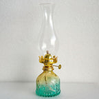 Glass Oil Lamp 2Pack, Oil Lamps for Indoor Use - 11"x3" Gradient Green Antique Kerosene Lamp, Vintage Oil Lantern for Home Decor, Outdoor Tabletop, Emergency Lighting & Props