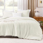 Litanika Ivory Comforter Set Twin/Twin XL Size, 2 Pieces Lightweight Solid Bedding Comforter Set, All Season Fluffy Bed Set (66x90In Comforter & 1 Pillowcase)