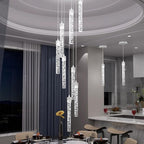 Modern Chandelier 8-Light Bubble Crystal Pendant Light Adjustable Pendant Light Fixture Crystal Chandeliers for Living Room Dinning Room Bedroom