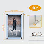 5 Pack-Polaroid Magnets for Refrigerator Acrylic Fridge Magnetic Frame 2.36 x 3.54 Inch Clear Picture Frames for-Polaroids-Fujifilm-instax Mini Film(5pcs Clear, 2.36x3.54 inch)